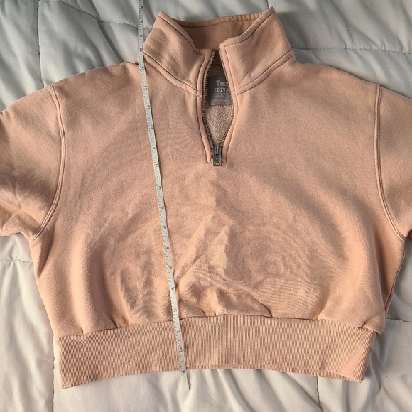 Aritzia TNA pink CozyAF quarter-zip sweater - Picture 5 of 7